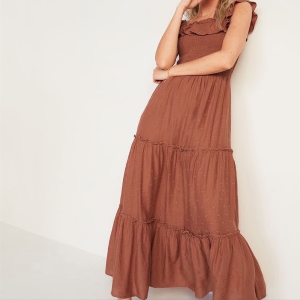 Old navy ruffled smocked maxi dress - size S